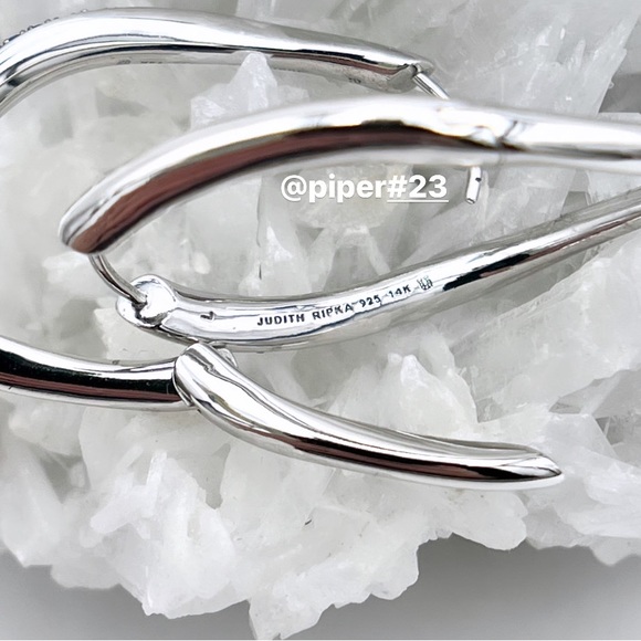 NWT Judith Ripka Nova Large Pave Blue Sapphire Hoops - Picture 10 of 15